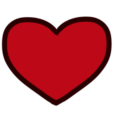 a wide, dark red love heart